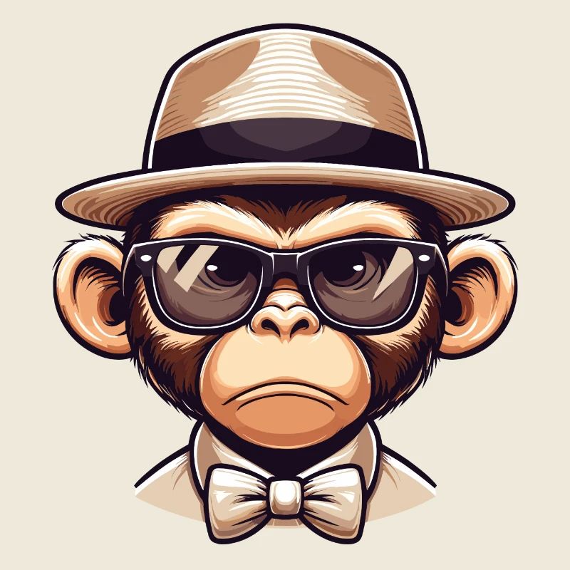 Singe espiègle avec des lunettes : personnage de dessin animé