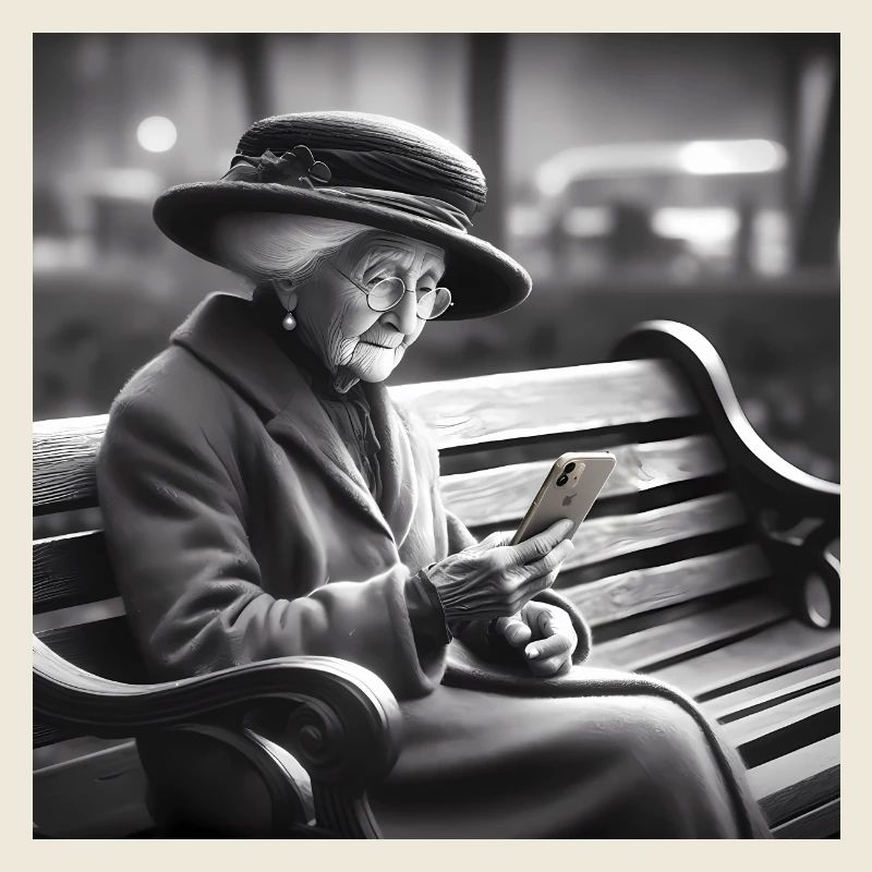 Mamie avec smartphone
