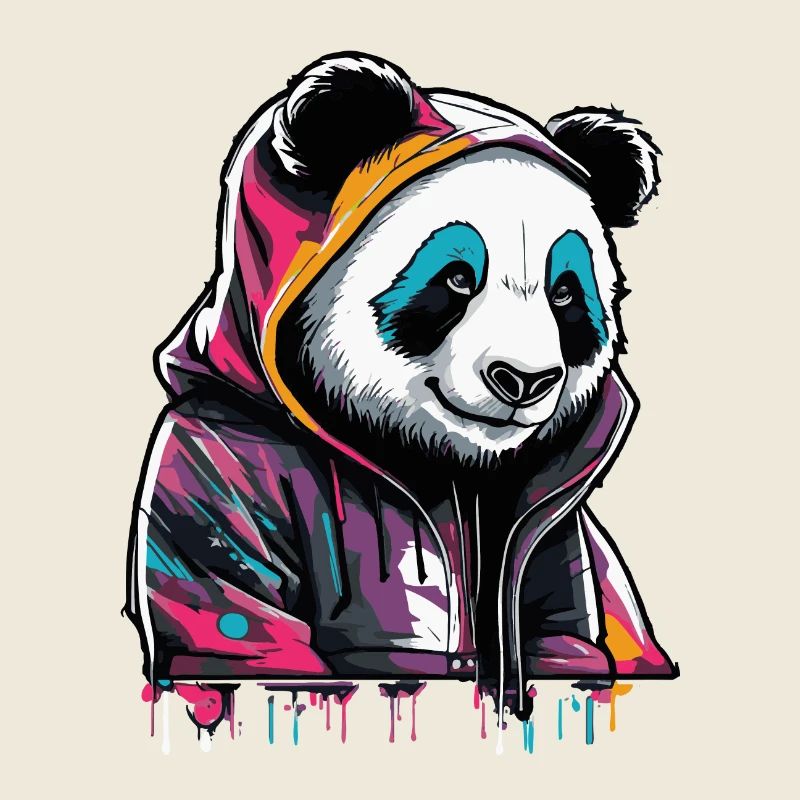 Farbenfroher Pandabär Panda Graffiti