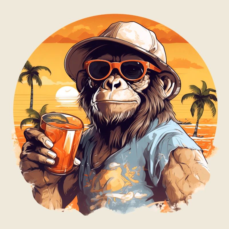 Cool monkey with drink Funny animals chimpanzee