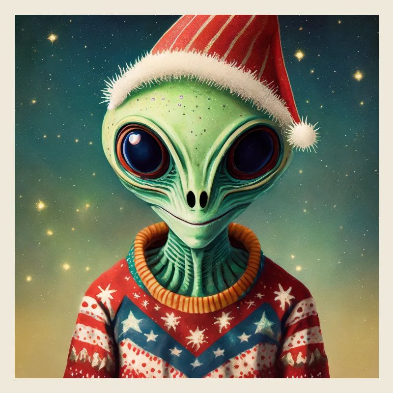 alien - portant un pull de Noël moche