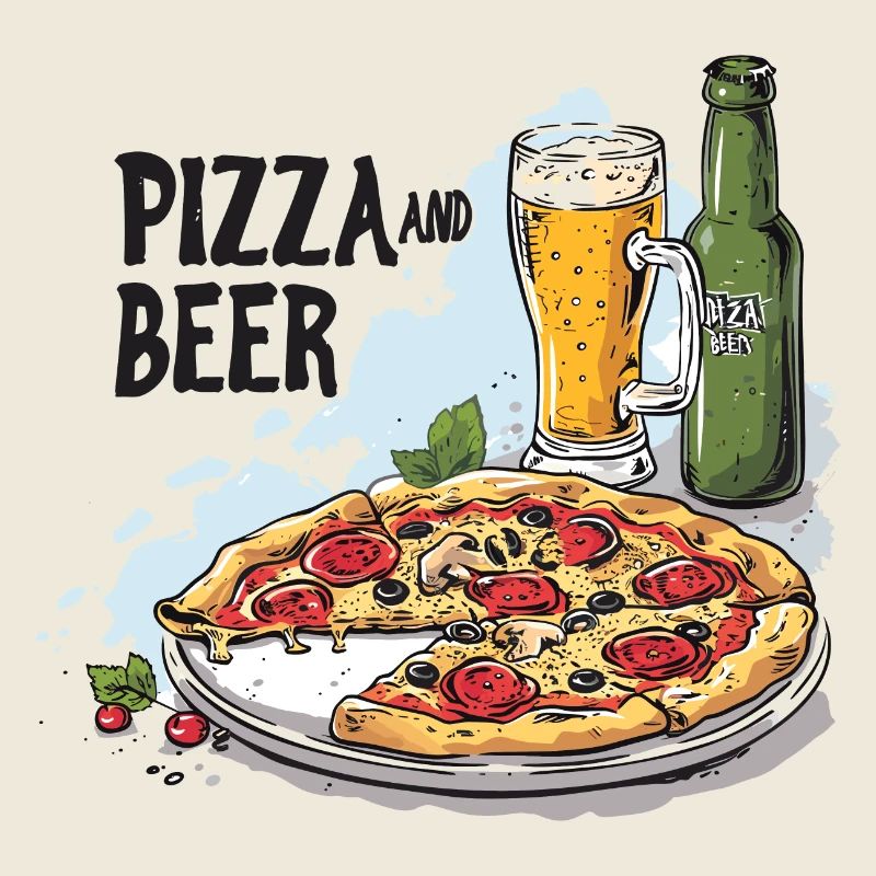 Pizza and Beer Essen Alkohol Lustige Sprüche