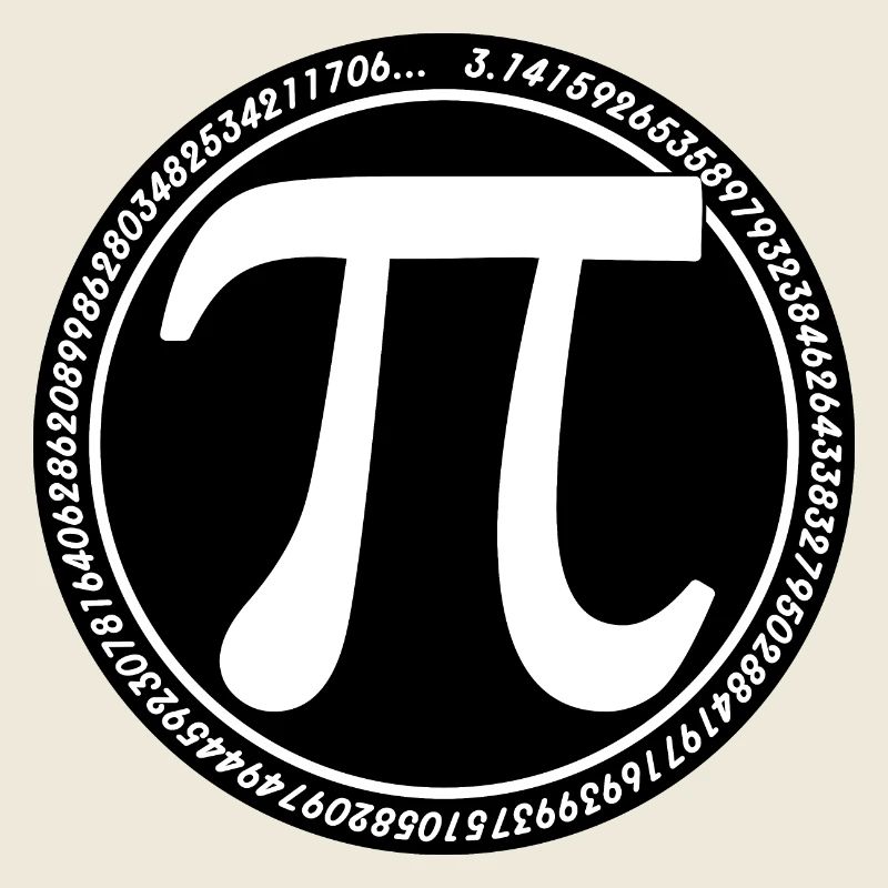 Rundes Pi-Symbol Weiß auf Schwarz mod long Pi Griechisch