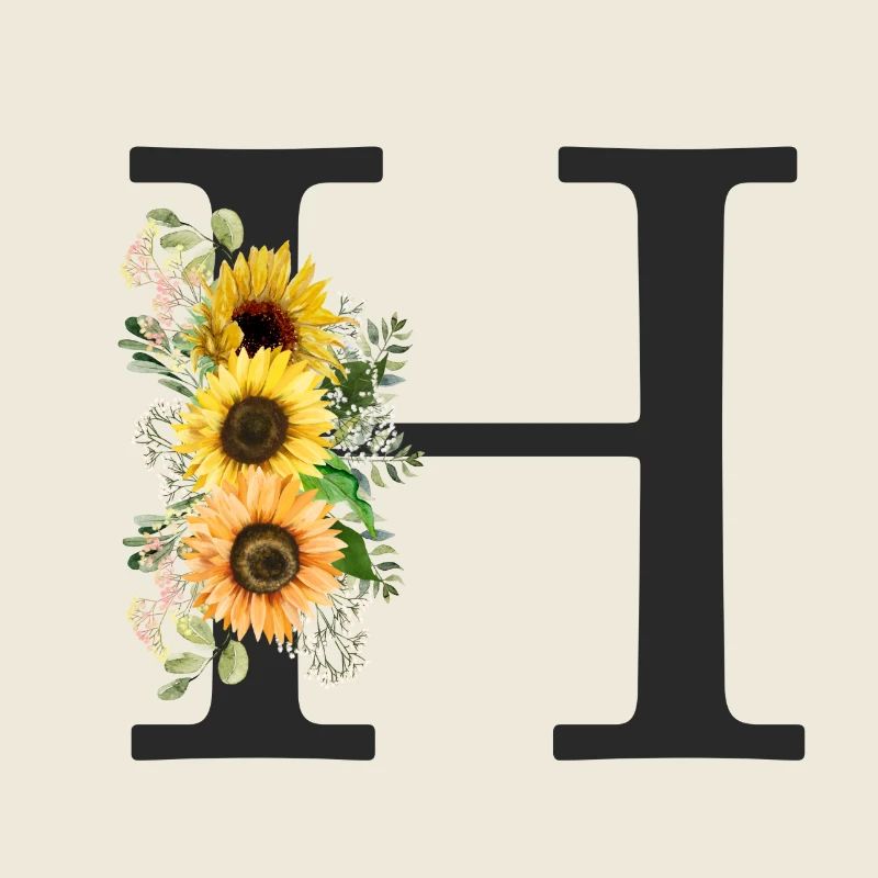 H Monogramm Sonnenblumen