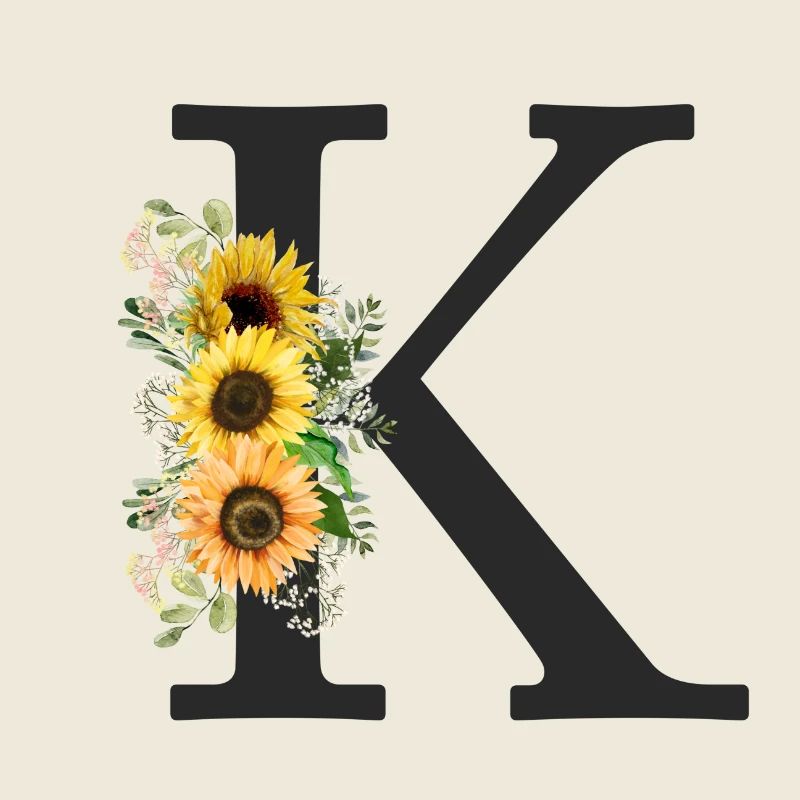 K Monogramm Sonnenblumen