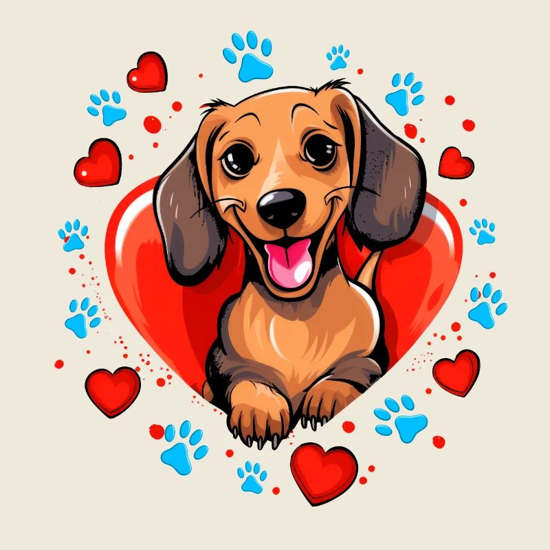 Conception de coeur de chien teckel joyeux