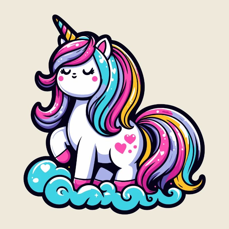 Cute Unicorn on a Cloud