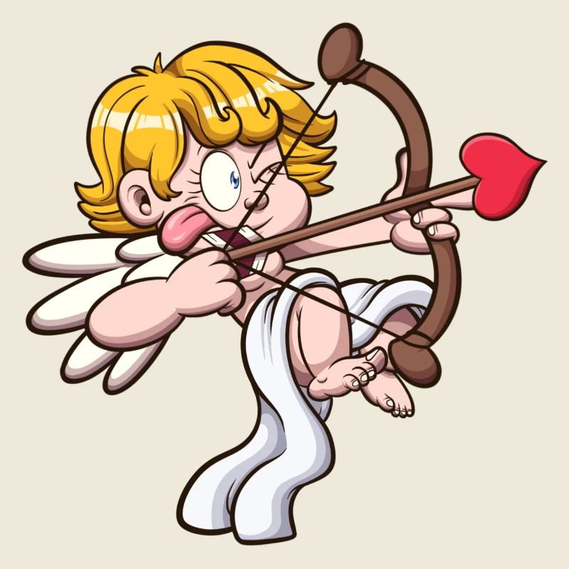 Valentinstags-Cherub zielt mit Pfeil und Bogen