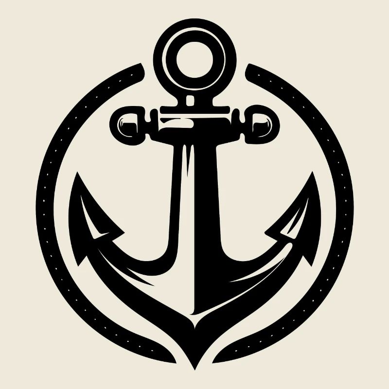 Vintage Old Wet Anchor in Circle Logo