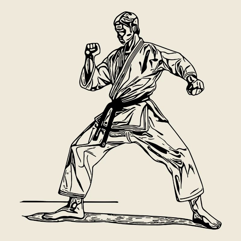 Judo Coach in Fighting Pose