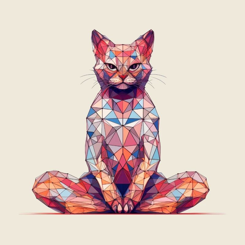 Multicolor Polygon Cat