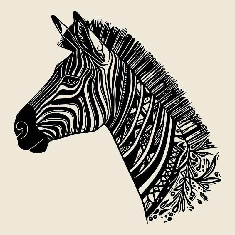 Zebra Head Tattoo Style Lines