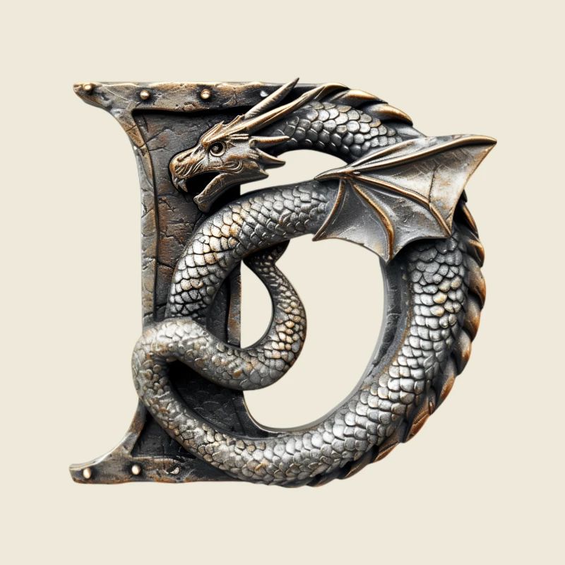 Lettre « D » en forme de dragon.