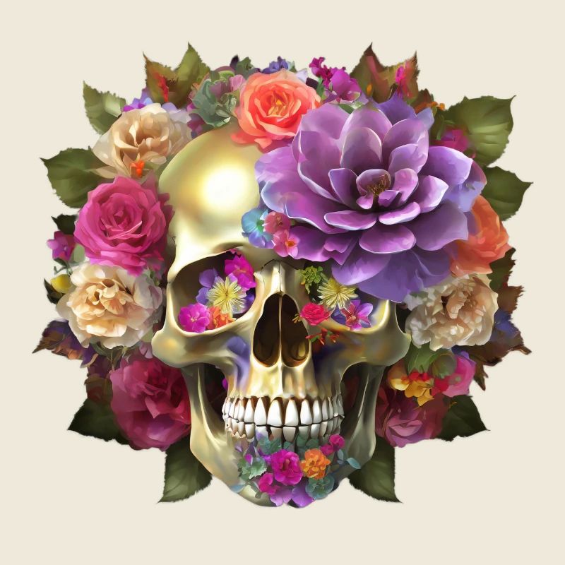 Totenkopf mit Blumen