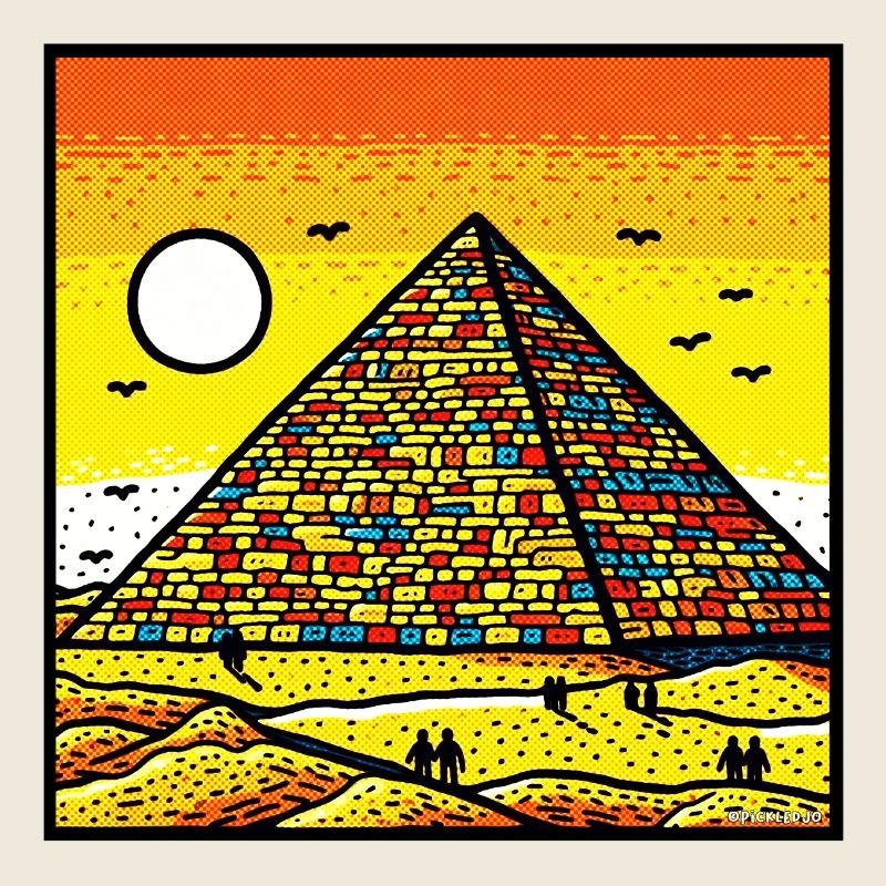 Lebendige Pyramidenkunst – farbenfrohe Hommage an die Antike z.B.