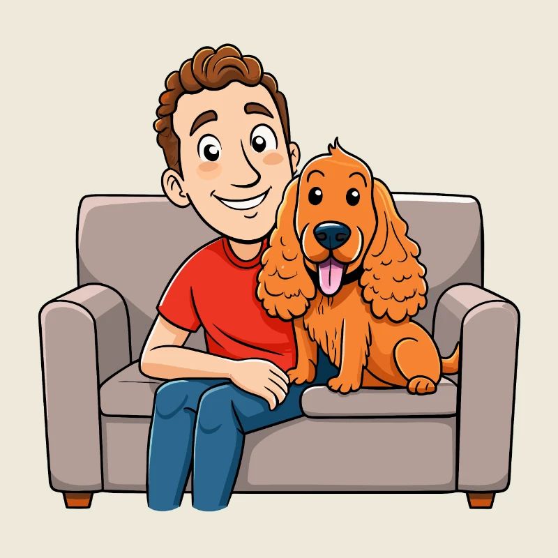 Liebevoller Cocker Spaniel kuschelt auf der Couch