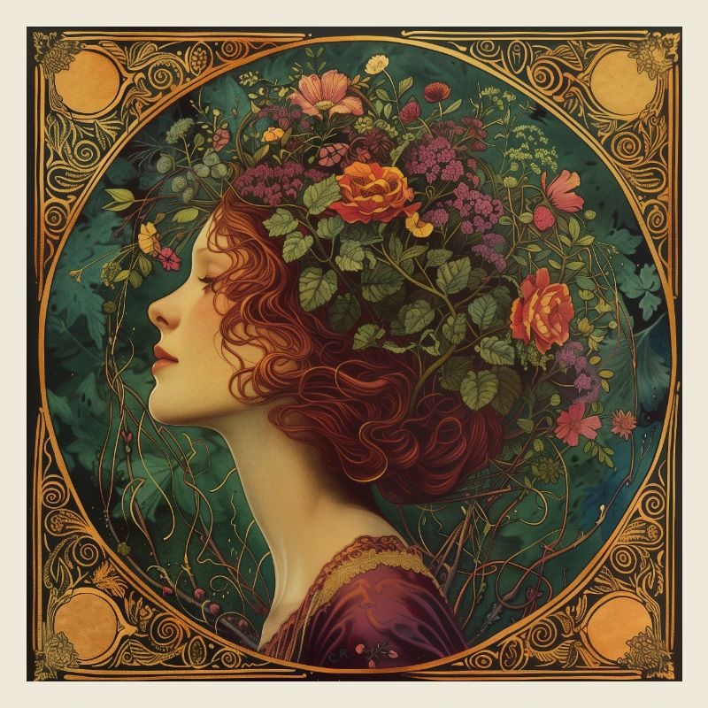Junges Mädchen mit Blumenkranz