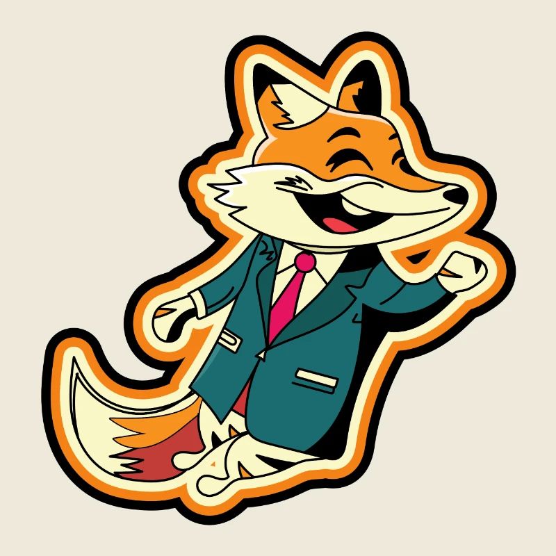 Fröhliches Fuchs-Maskottchen springt lustiges Design