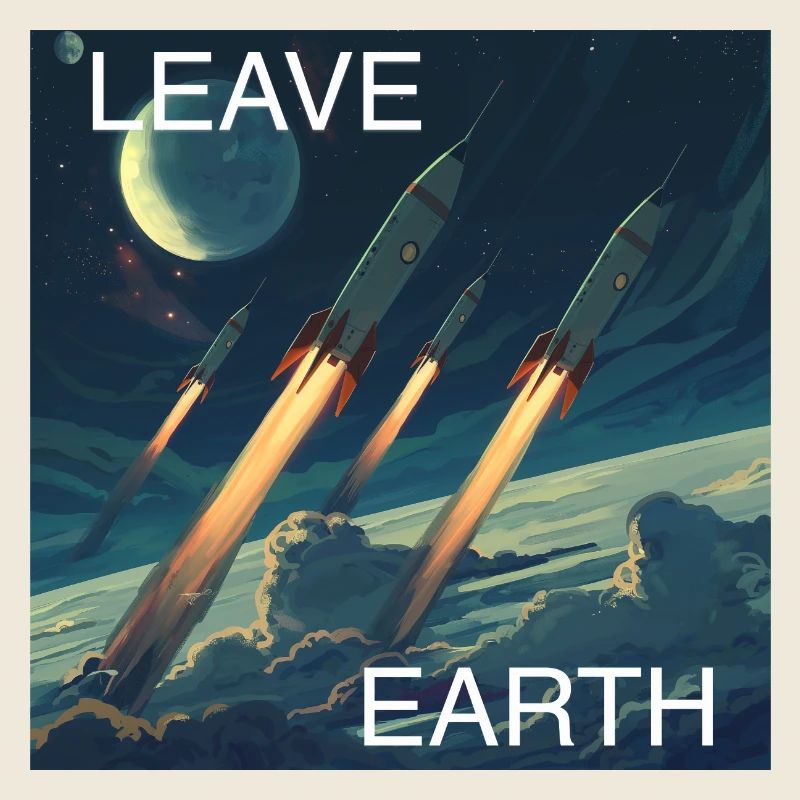 Retro Style Poster Space Travel "Leave Earth"