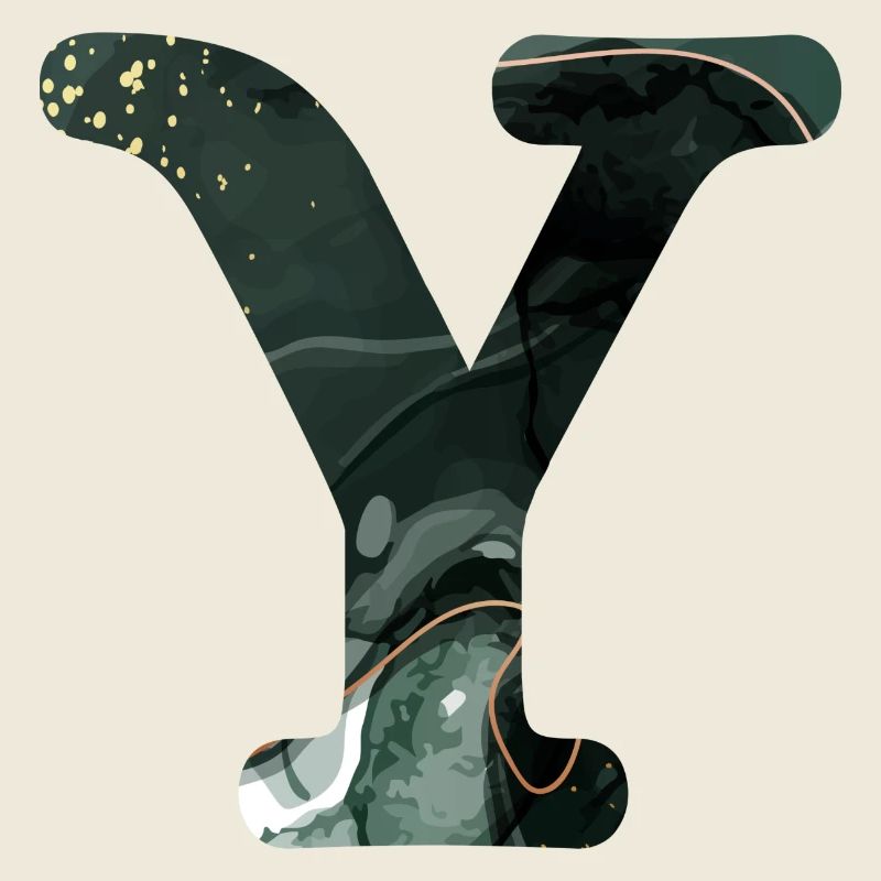 Grün marmorierter Buchstabe y