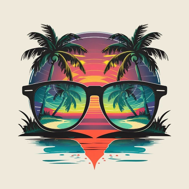 "Sunset Palm Trees: Beach Style at Sunset"