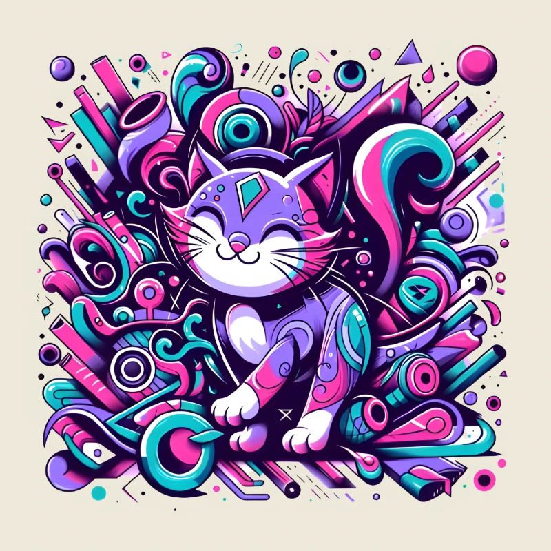 Katze bunt abstrakt moderner Stil