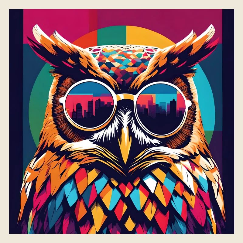 Coole Eule mit Sonnenbrille Popart