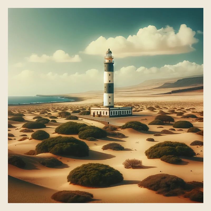 Gato Loco Lighthouse El Cotillo Illustration Beach