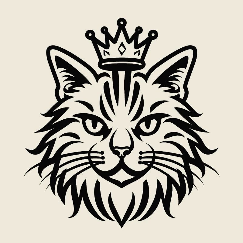 Fluffige Katze mit Krone