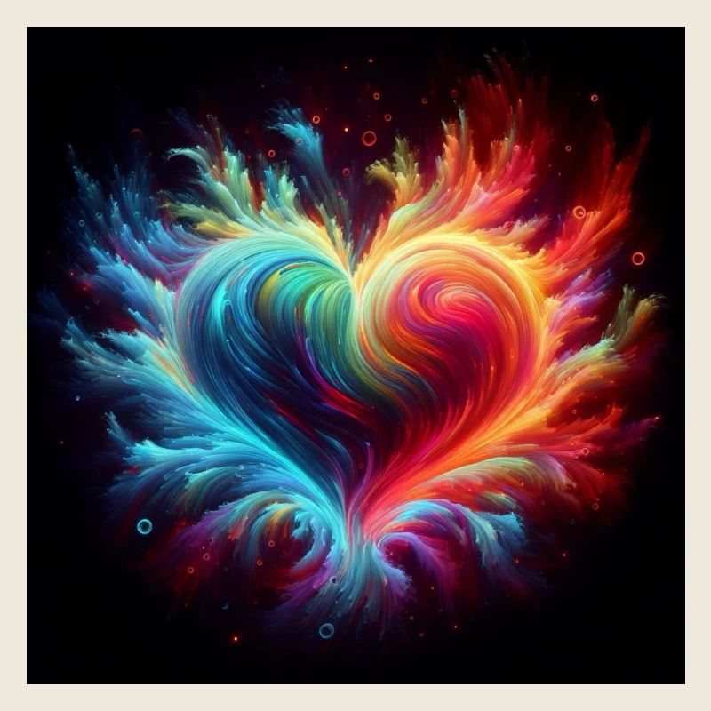 Fire burst heart rainbow
