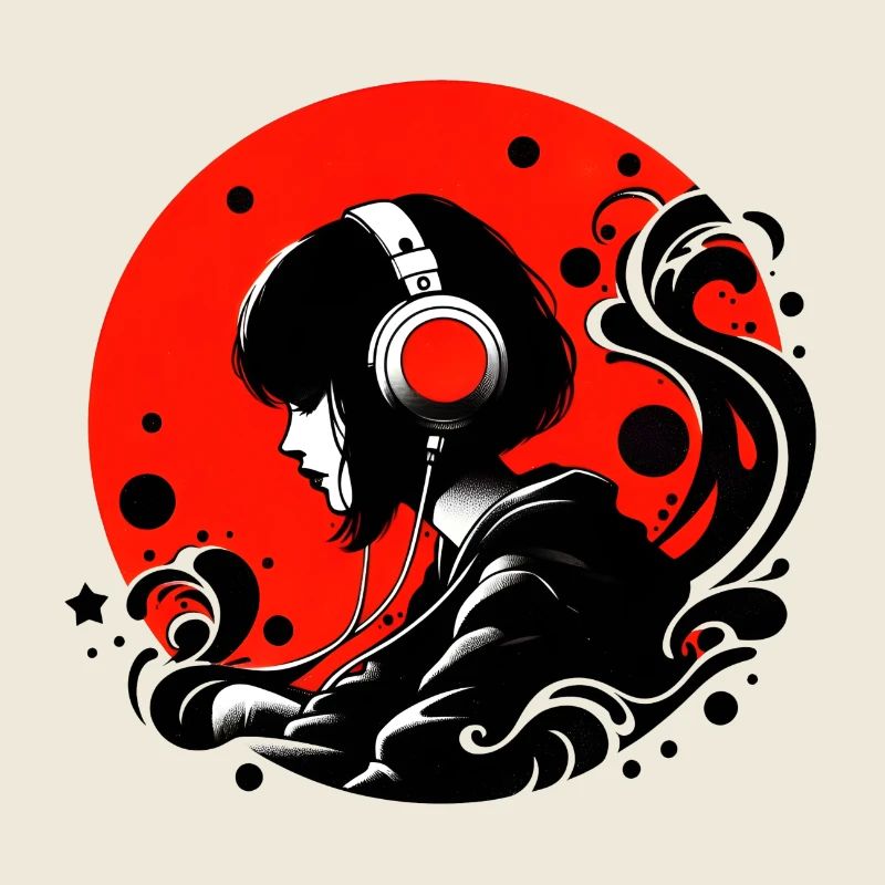 Mädchen mit Kopfhörern - frutiger Metro-Stil