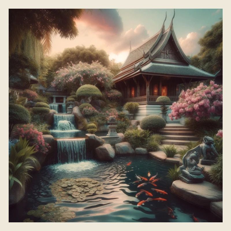 Japan Vintage Wasserfall Garten