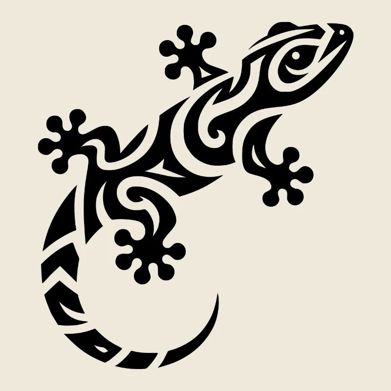 Petit gecko mignon dans le style de tatouage tribal