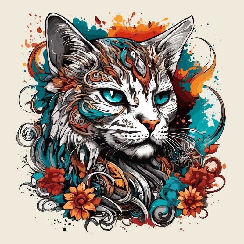 Tattoo / Tier / Kunst / cool / Comic / Katze