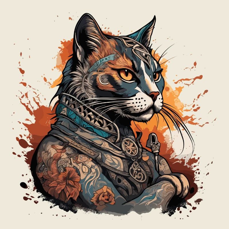 Tattoo / Tier / Kunst / cool / Comic / Katze