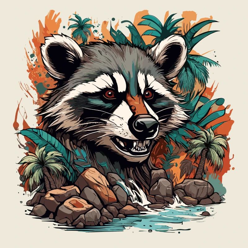 Tattoo / Tier / Kunst / cool / Comic / Waschbär