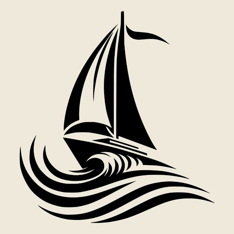 Sailboat in strong waves with rough seas