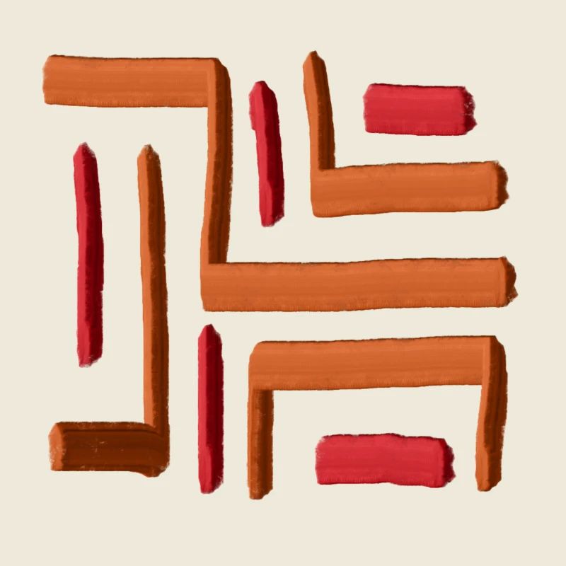 Labyrinthe peinture rouge