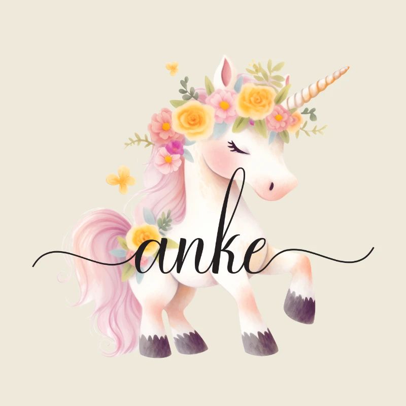 Anke! Unicorn flower design, customizable