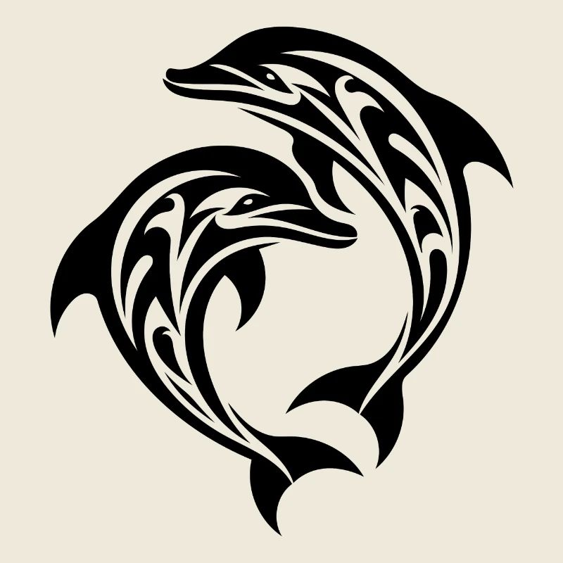 Tribal Tattoo Dolphins Jumping Bottlenose dolphins