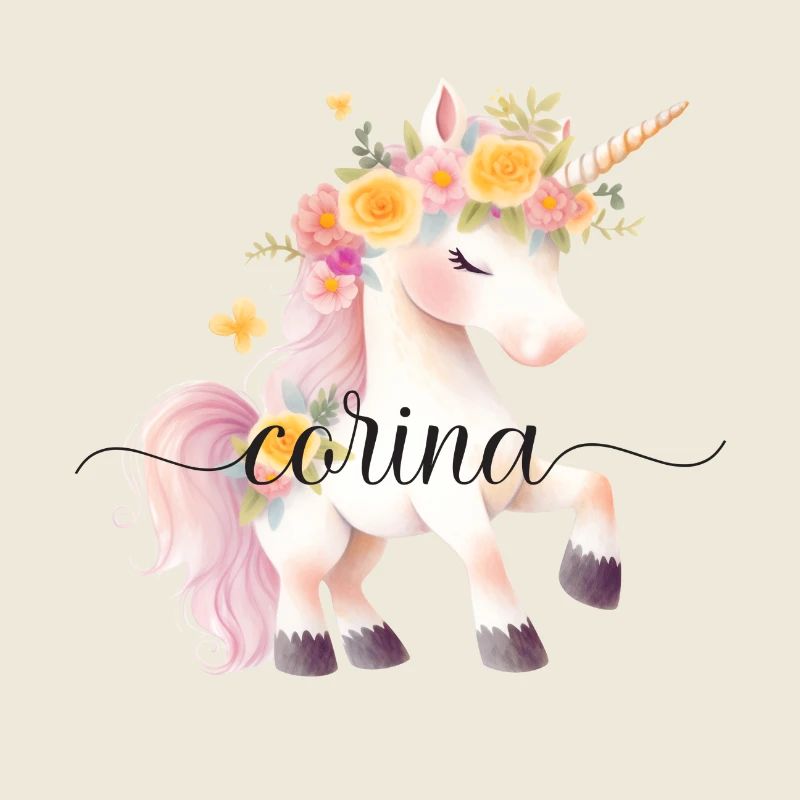 Corina! Design fleur de licorne, personnalisable