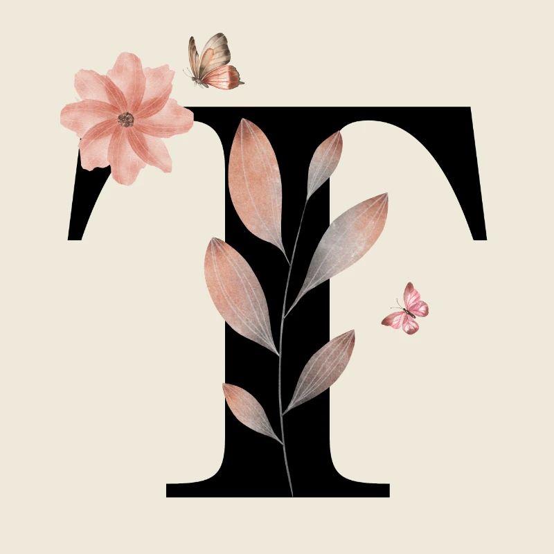 Buchstabe t Wildblumen Aquarelle