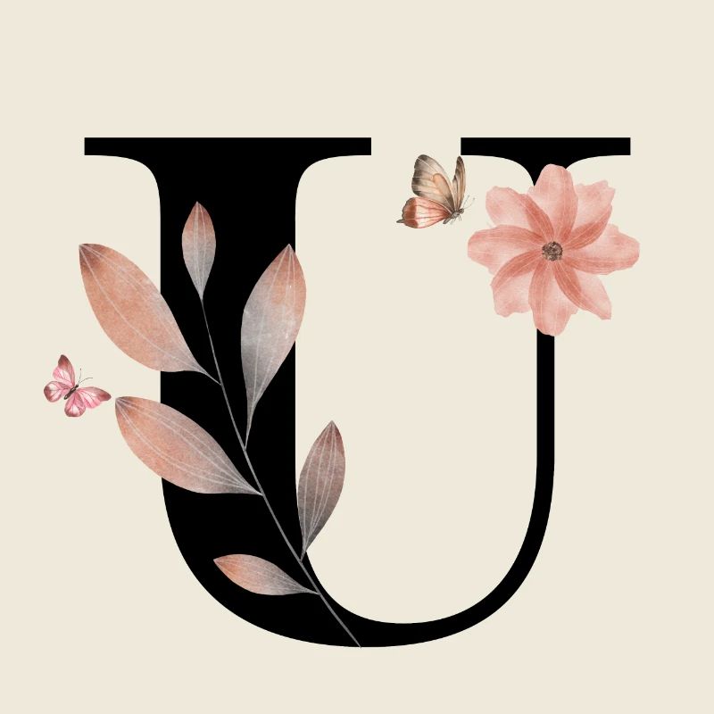 Buchstabe u Wildblumen Aquarelle