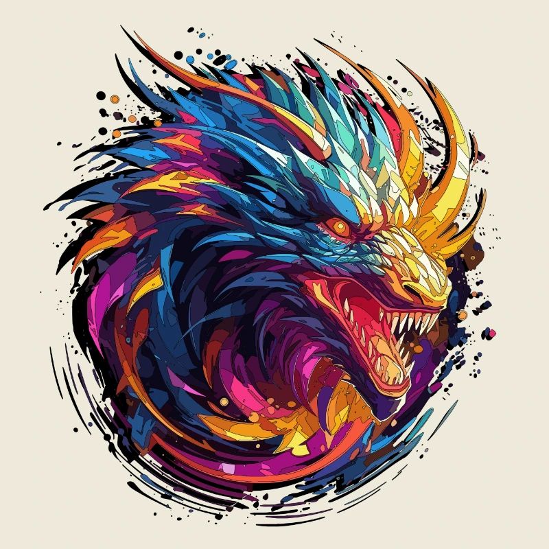 Dragon abstrait - Conception de dragon géométrique