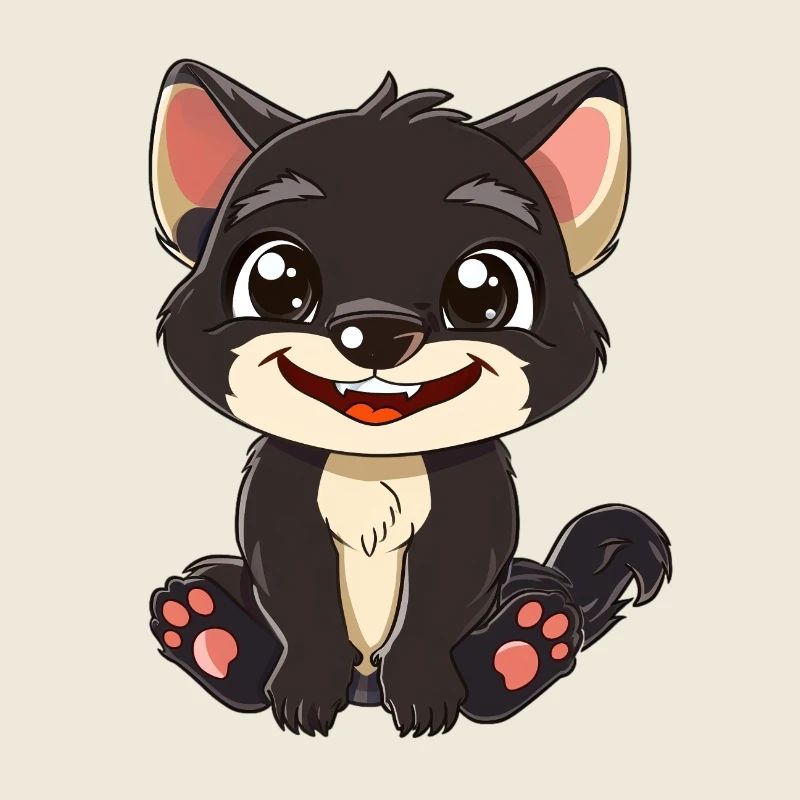 Style de dessin animé mignon du diable de Tasmanie