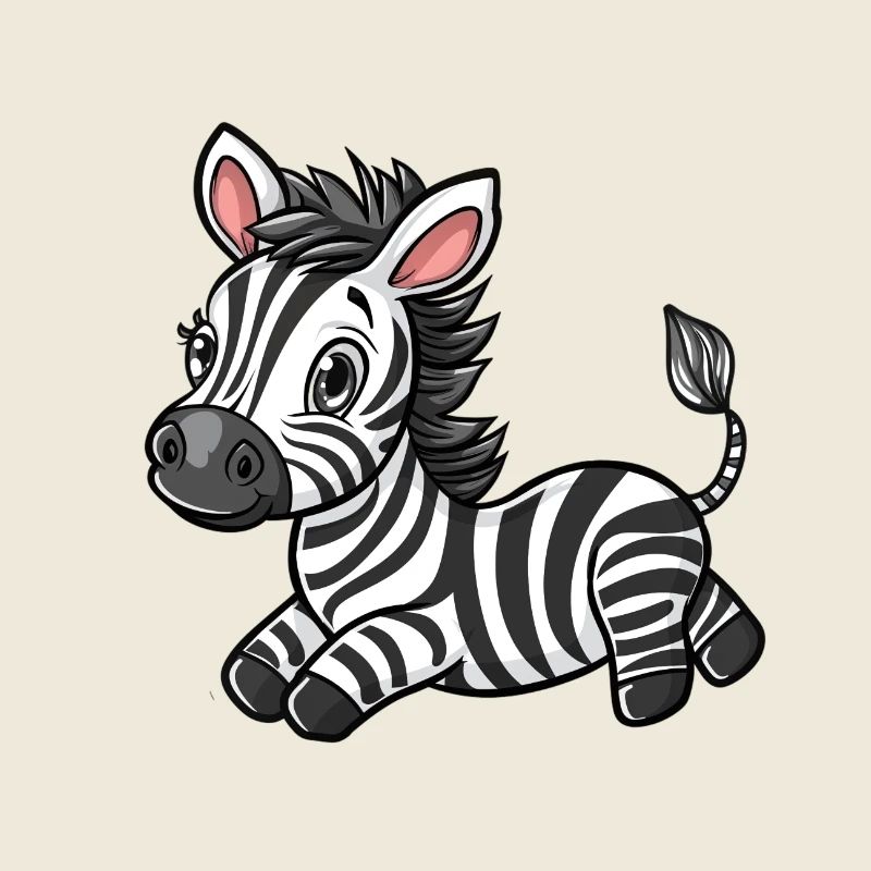 Autocollant zébré mignon de style dessin animé, isolé