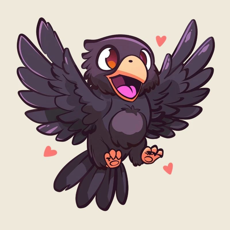 Flying vulture with heart motif