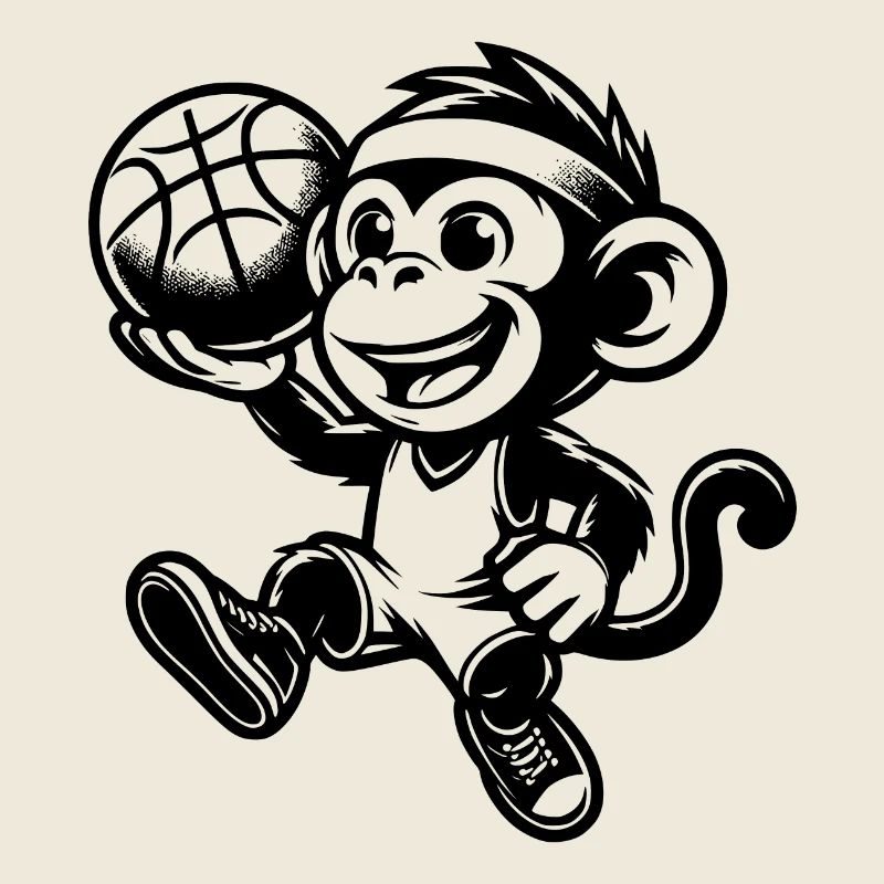 Petit singe avec basket-ball