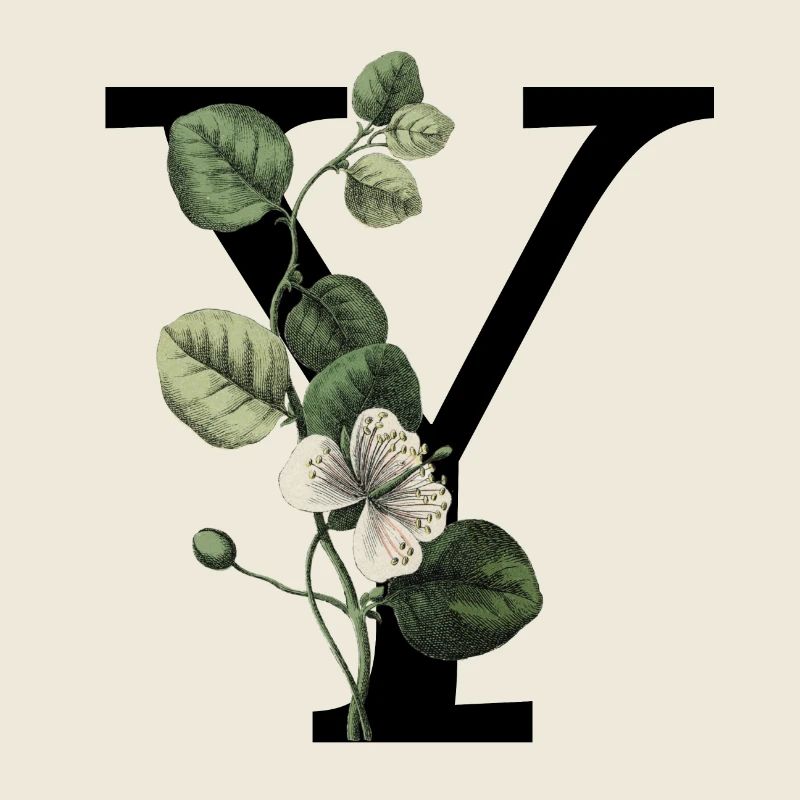 Green Botanical Y Letter