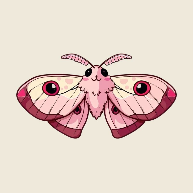Adorable papillon de nuit kawaii rose